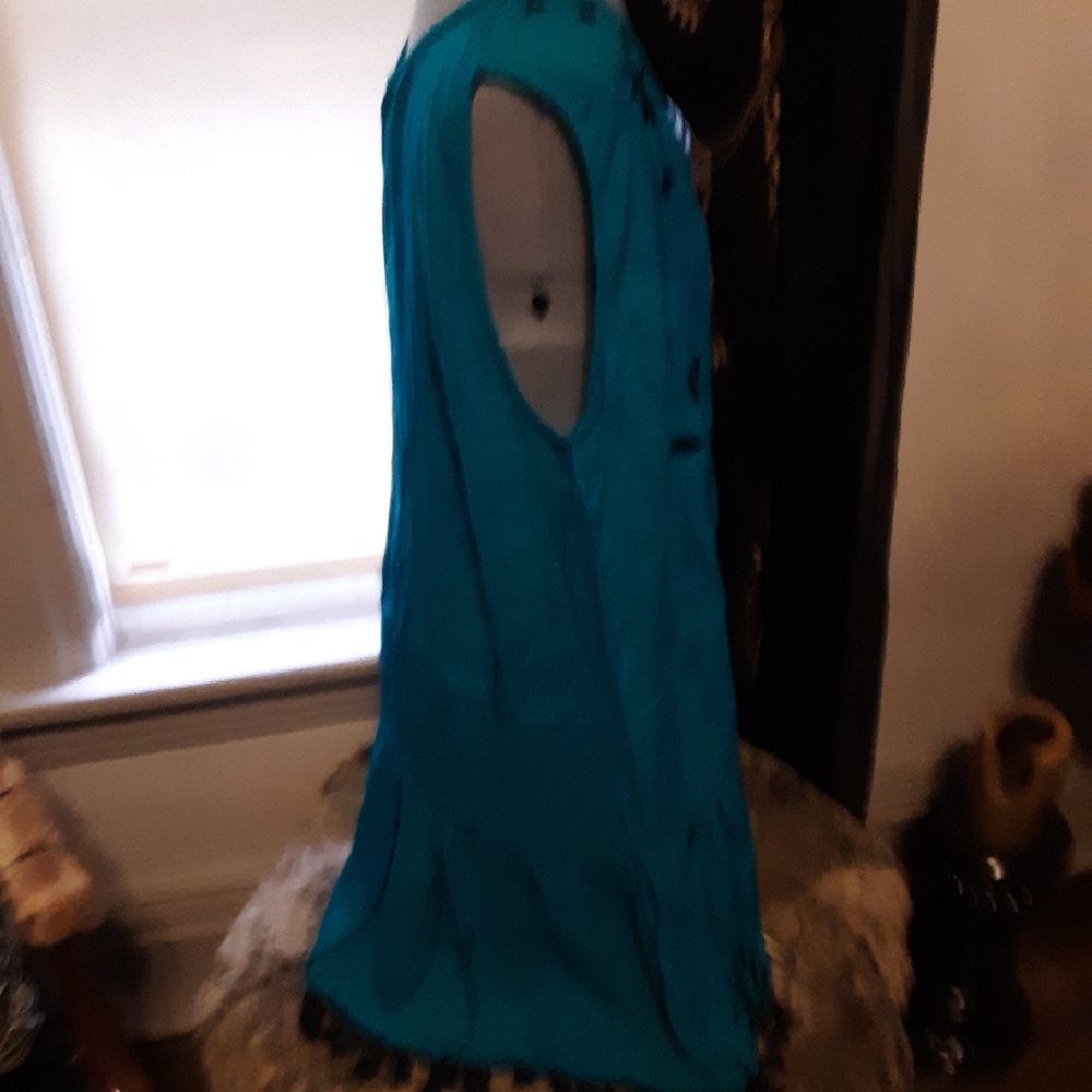 Teal embroidered sun dress - Picture 2 of 3